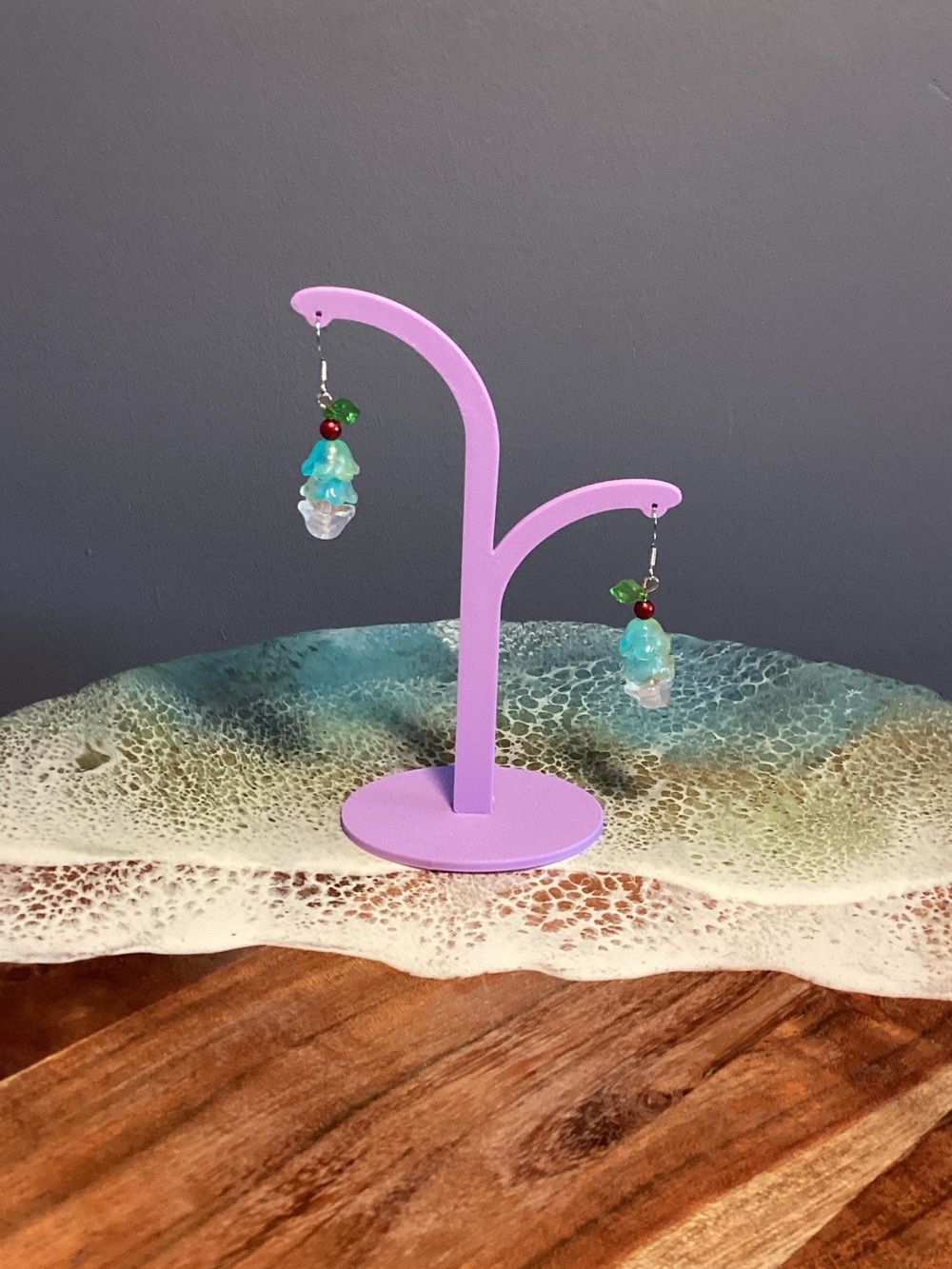 Handmade Turquoise Beaded ice cream Earrings - Jewelry
